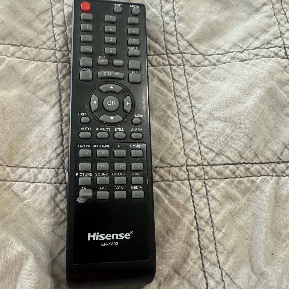 Hisense Black Remote with Red Button